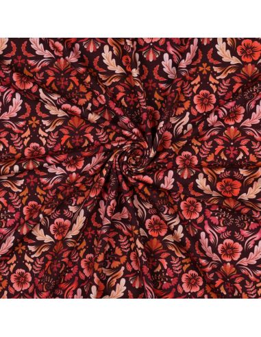 Clara printed jersey fabric - Red background