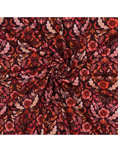 Clara printed jersey fabric - Red background
