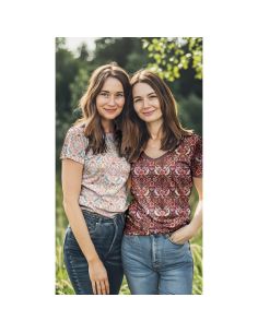 Clara printed jersey fabric - Red background 2