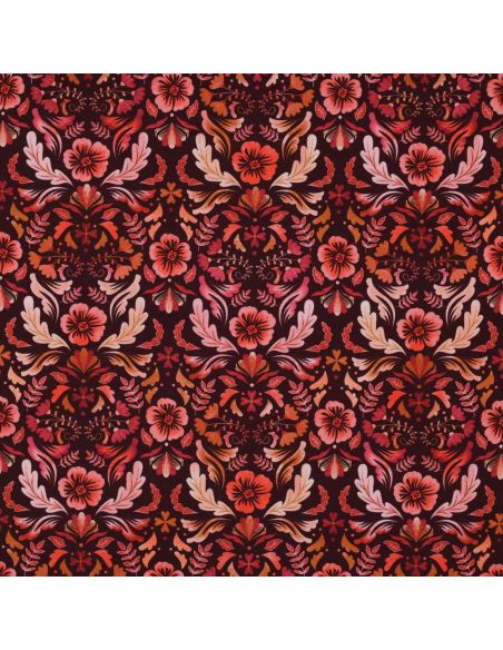 Clara printed jersey fabric - Red background