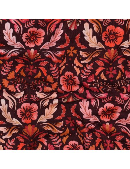 Clara printed jersey fabric - Red background