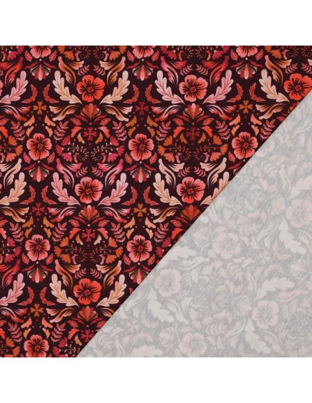 Clara printed jersey fabric - Red background