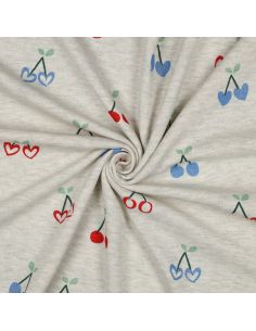 Glitter cherry mixed sweatshirt fabric - Ecru