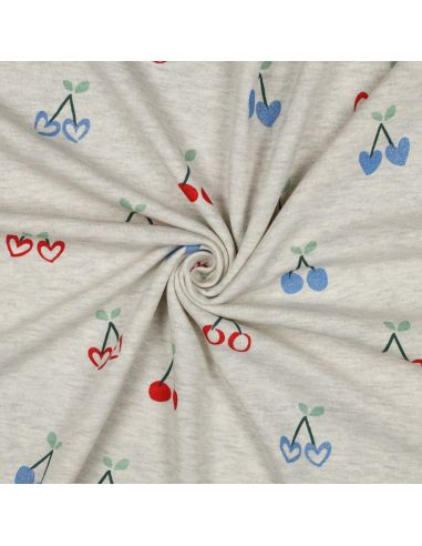 Glitter cherry mixed sweatshirt fabric - Ecru