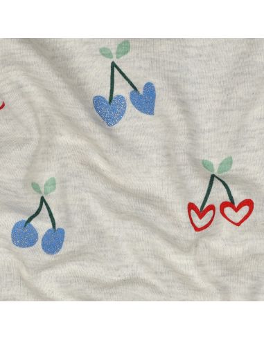 Glitter cherry mixed sweatshirt fabric - Ecru