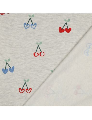Glitter cherry mixed sweatshirt fabric - Ecru