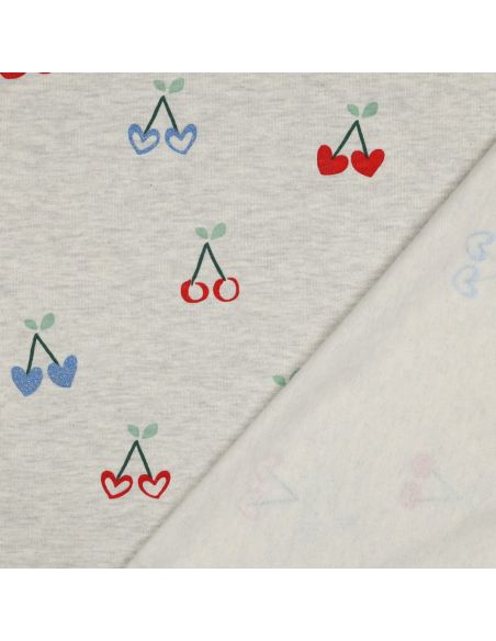 Glitter cherry mixed sweatshirt fabric - Ecru
