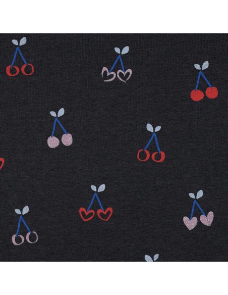 Glitter cherry mixed sweatshirt fabric - Navy blue