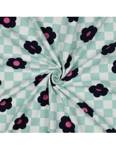 Light floral sweatshirt fabric - Green