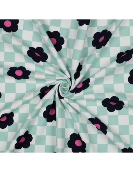 Light floral sweatshirt fabric - Green
