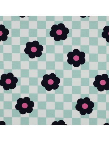 Light floral sweatshirt fabric - Green