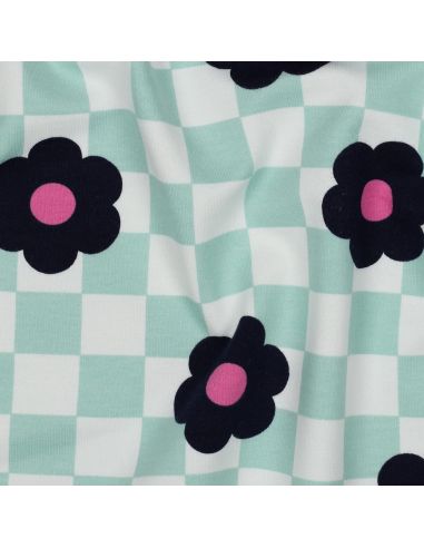 Light floral sweatshirt fabric - Green