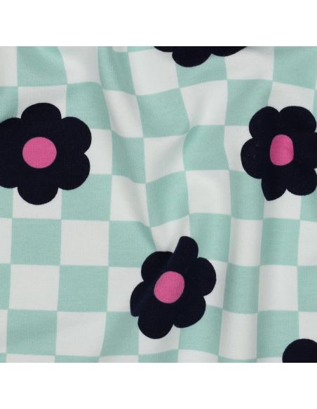 Light floral sweatshirt fabric - Green