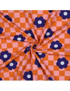 Light floral sweatshirt fabric - Orange