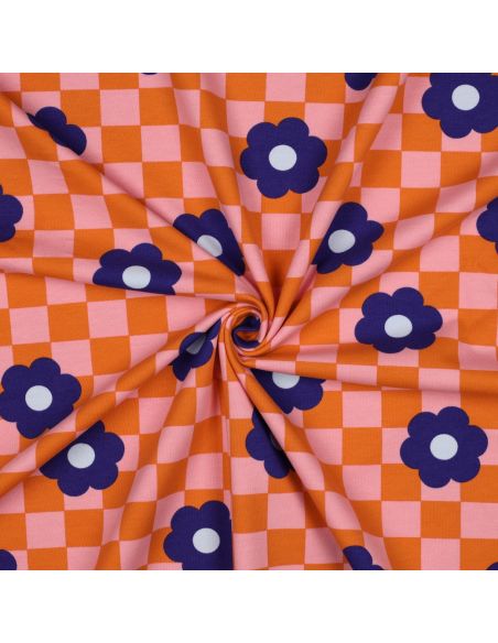 Light floral sweatshirt fabric - Orange