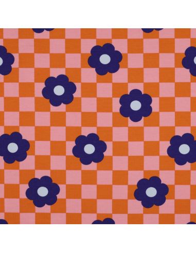 Light floral sweatshirt fabric - Orange