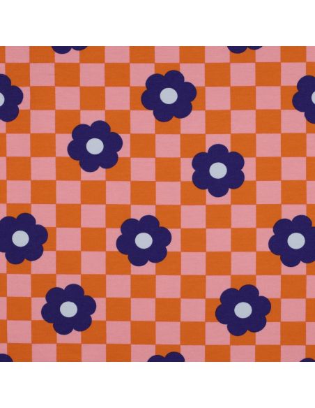 Light floral sweatshirt fabric - Orange