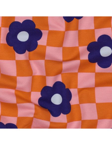 Light floral sweatshirt fabric - Orange