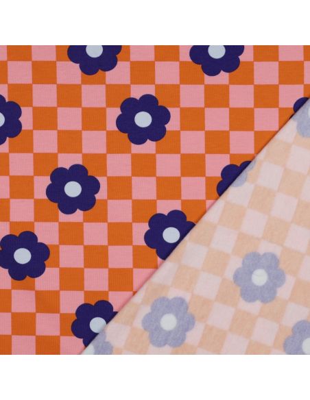 Light floral sweatshirt fabric - Orange
