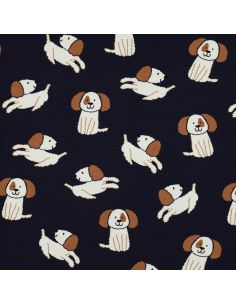 Lightweight sweatshirt fabric with dogs - Navy blue 2