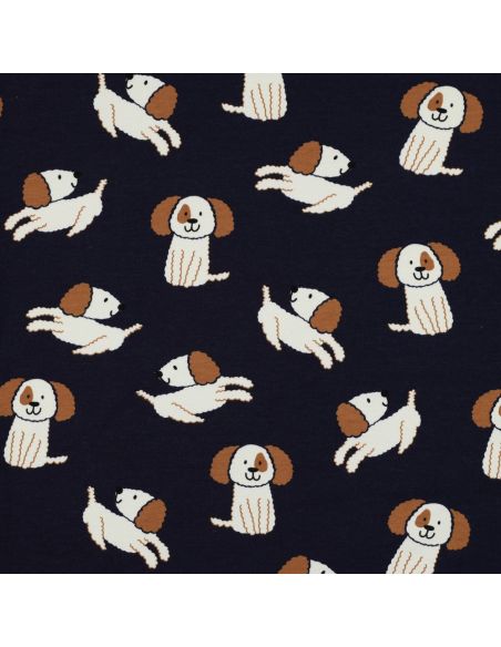 Lightweight sweatshirt fabric with dogs - Navy blue