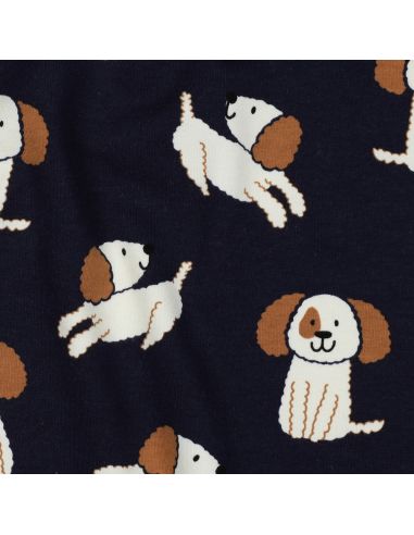 Lightweight sweatshirt fabric with dogs - Navy blue