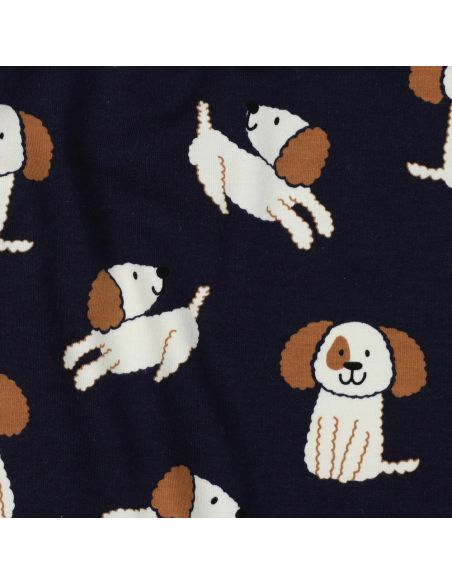 Lightweight sweatshirt fabric with dogs - Navy blue