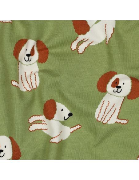 Light sweatshirt fabric with dogs - Green