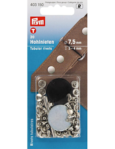 Set of 20 tubular rivets with 3-4 mm drilling tool
