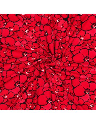 Viscose jersey fabric - Poppies