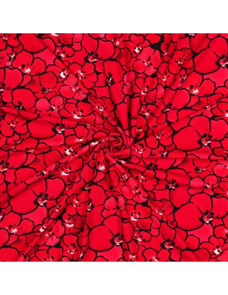 Viscose jersey fabric - Poppies