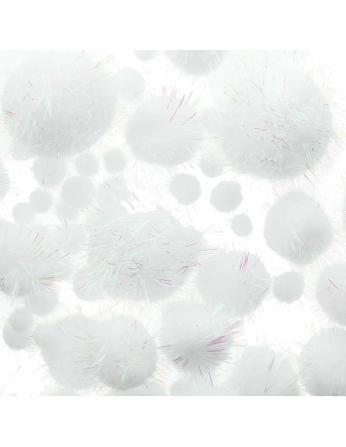 Set of 60 Shiny Pom-Poms - Iridescent