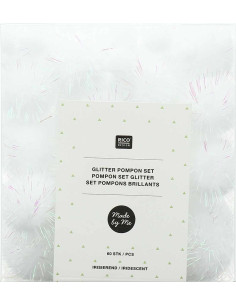 Set of 60 Shiny Pom-Poms - Iridescent 2