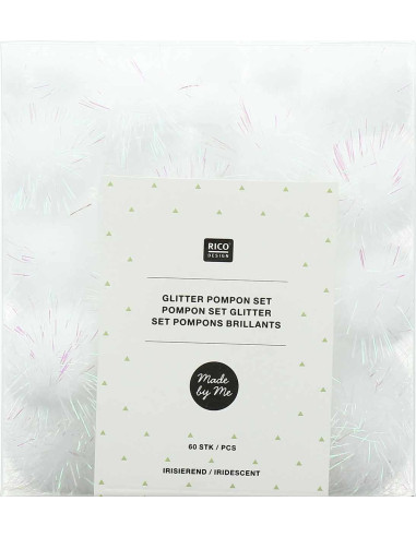 Set of 60 Shiny Pom-Poms - Iridescent
