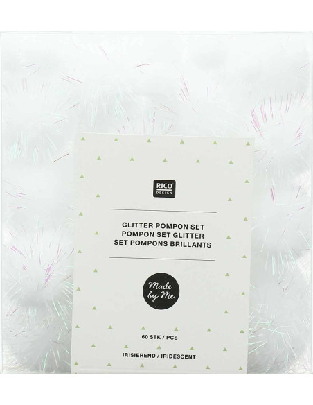 Set of 60 Shiny Pom-Poms - Iridescent