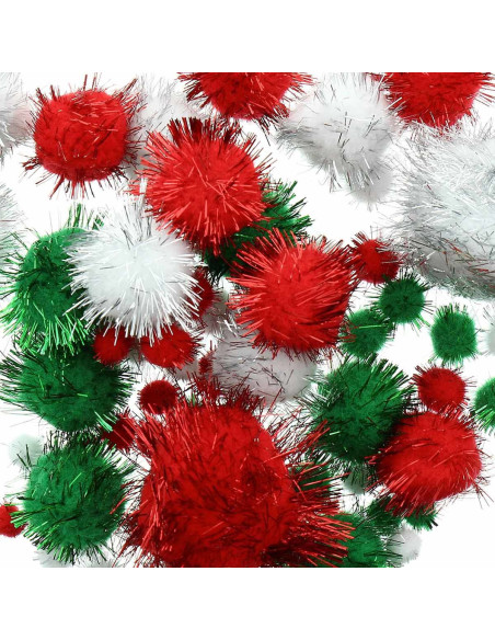 Set of 60 shiny pom-poms - Christmas