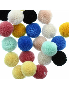 Set of 24 wool pom-poms - Nature