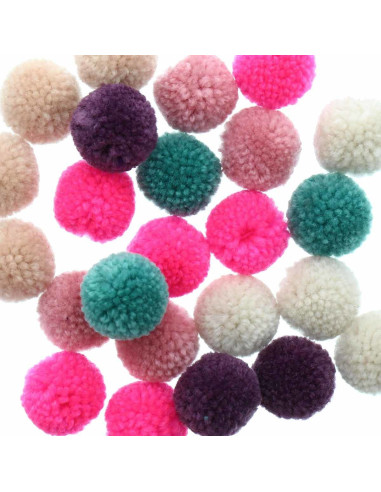 Set of 24 wool pom-poms - Jolly Christmas pastel