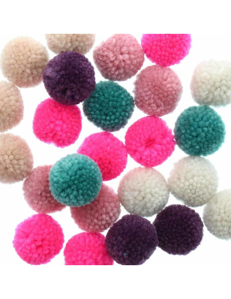 Set of 24 wool pom-poms - Jolly Christmas pastel