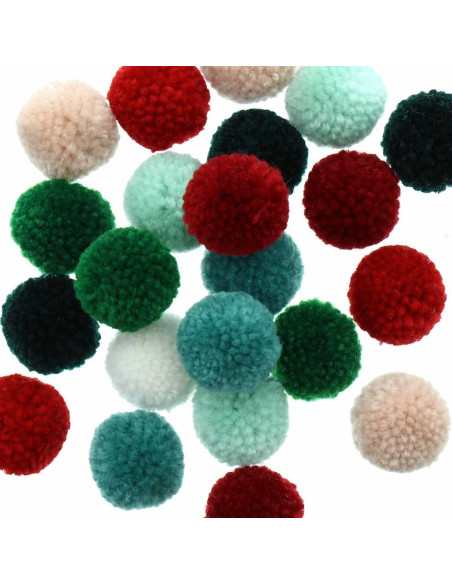Set of 24 wool pom-poms - Classic Jolly Christmas