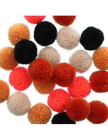 Set of 24 wool pom-poms - Halloween