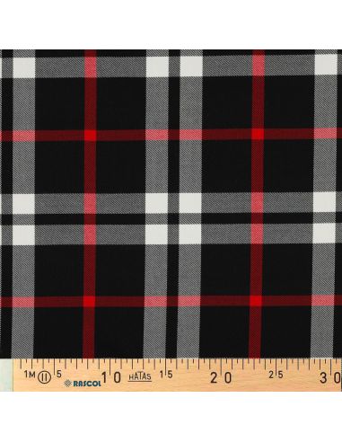 Scottish tartan fabrics - Black, white, and red