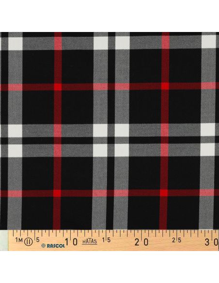 Scottish tartan fabrics - Black, white, and red