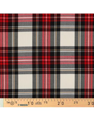 Scottish tartan fabrics - Black, red, yellow, and white