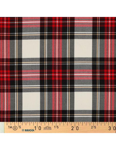 Scottish tartan fabrics - Black, red, yellow, and white