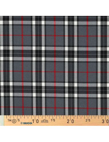 Scottish tartan fabrics - Black, gray, and red