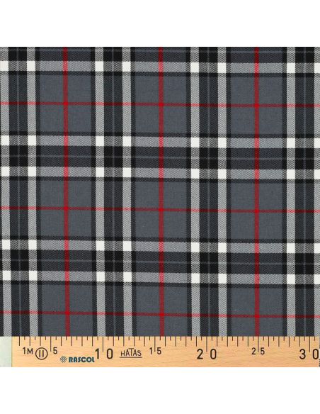 Scottish tartan fabrics - Black, gray, and red