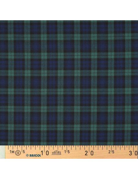 Scottish tartan fabrics - Black, blue, and green