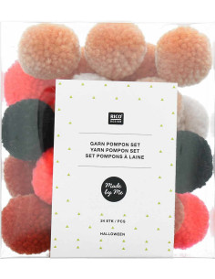 Set of 24 wool pom-poms - Halloween 2