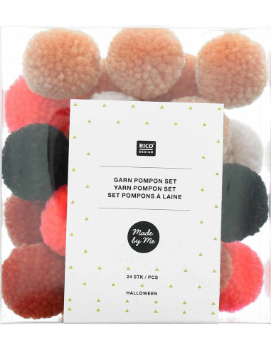 Set of 24 wool pom-poms - Halloween